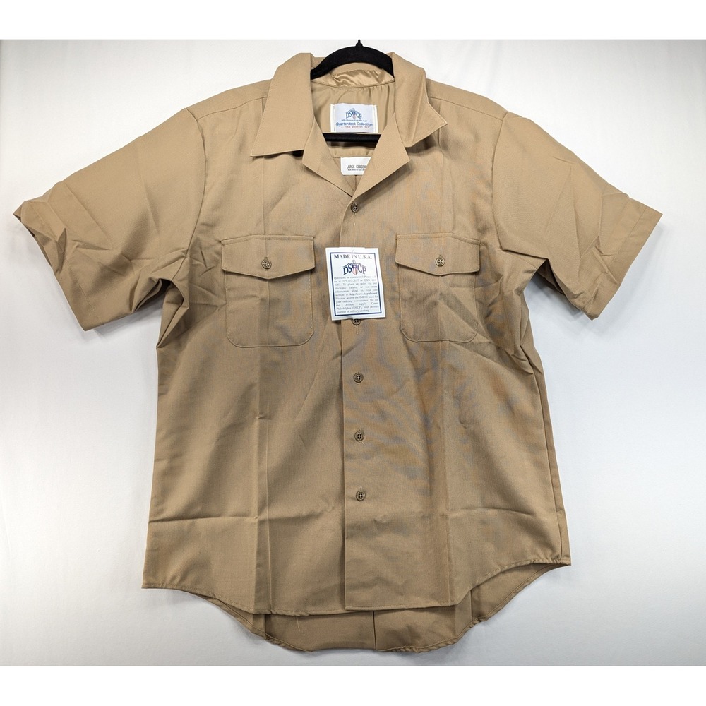 DSCP‎ Quarterdeck Collection Mens Khaki Military Utility Shirt Large Classic USA